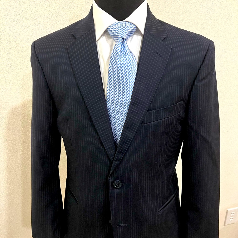 TOMMY HILFIGER PINSTRIPE SUIT BLUE MEN 40S/37W/28L - Picture 5 of 9